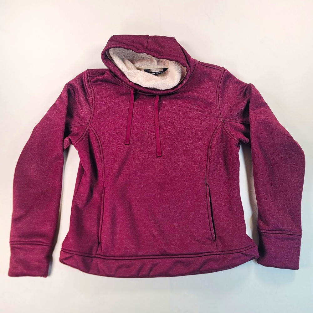 The North Face Hoodie Womens M Burgundy Sherpa Fleece Lined Pullover Gorpcore